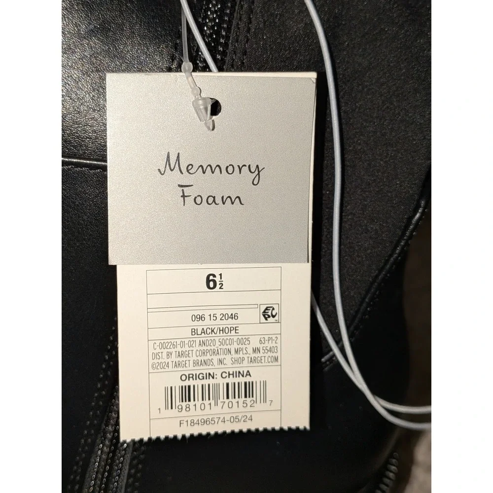 A New Day‎ Black Faux Leather Knee High Boots Memory Foam Side Zip Women 6.5 NEW